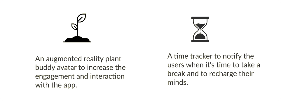 The two technical components behind Buddy: the study-time tracker and the AR character